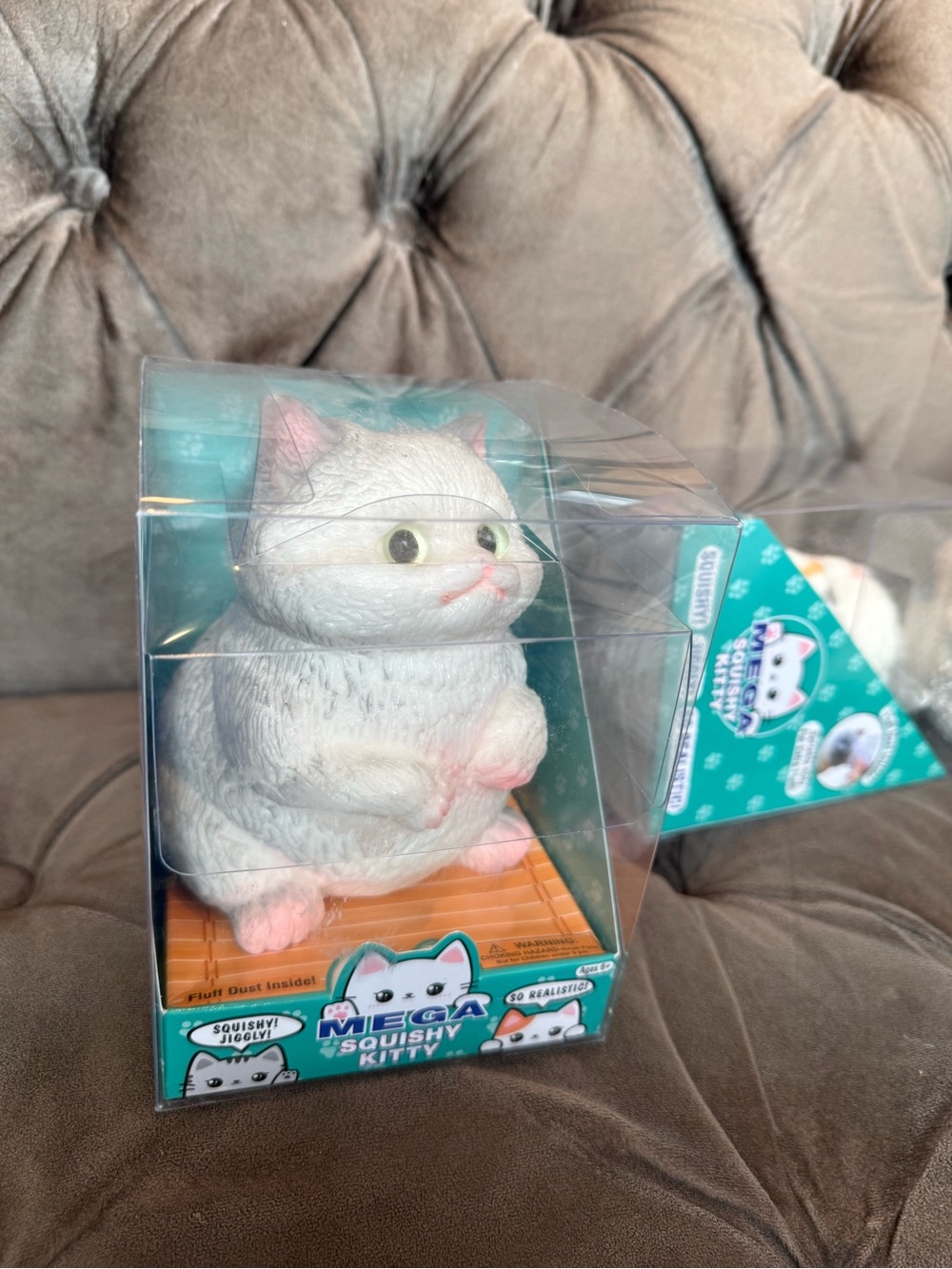 Mega Squishy Kitty Plush Figure - White and grey Accents